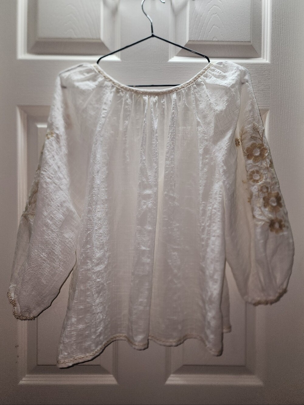 Women's White Embroidered Peasant Blouse By Max Studio London - Picture 3 of 5